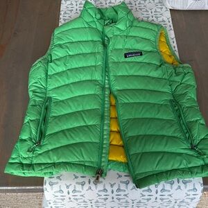Patagonia Women’s  Vibrant Green Vest with Yellow Lining